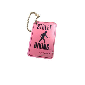 L A Gear Street Hiking Plastic Keychain Tag Pink Black Vintage